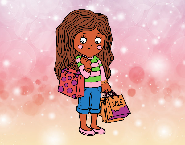 Niña con compras de verano