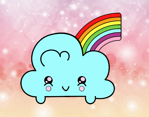 Nube con arco iris kawaii