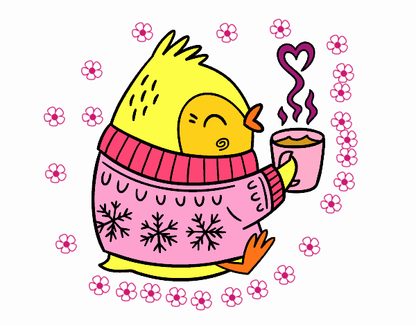 Pajarito tomando un té