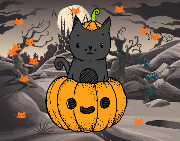 Un gatito de Halloween