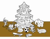 Árbol de Navidad y juguetes