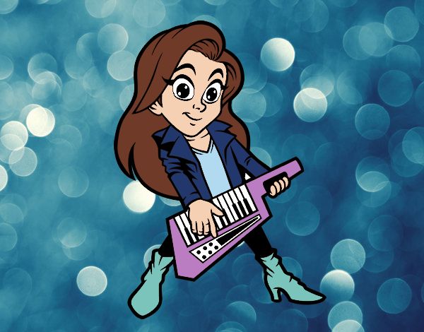 Chica tocando el keytar