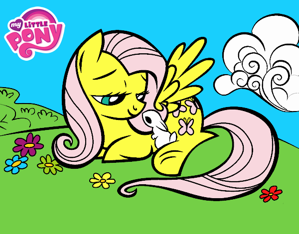 Fluttershy con un conejito