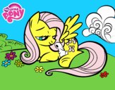 Fluttershy con un conejito