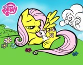 Fluttershy con un conejito