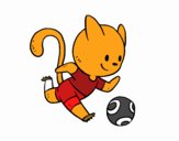 Gato jugando a fútbol