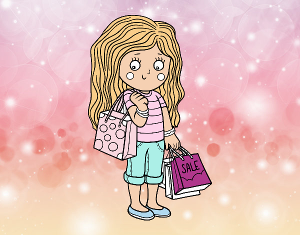 Niña con compras de verano