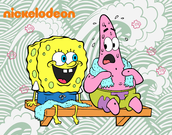 Bob Esponja y Patricio en bañador