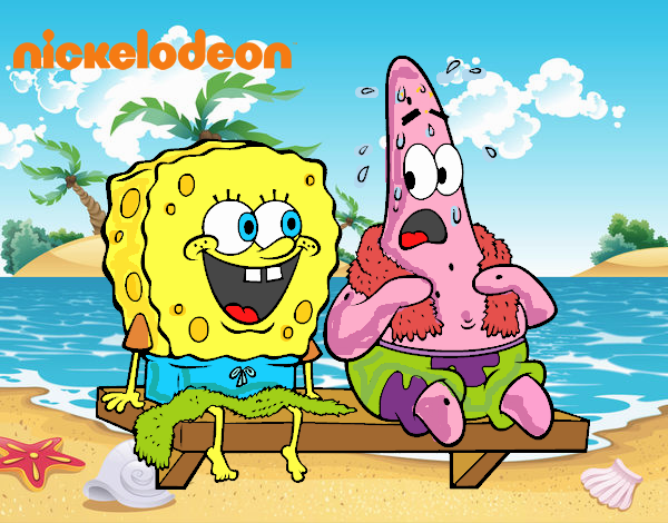 Bob Esponja y Patricio en bañador