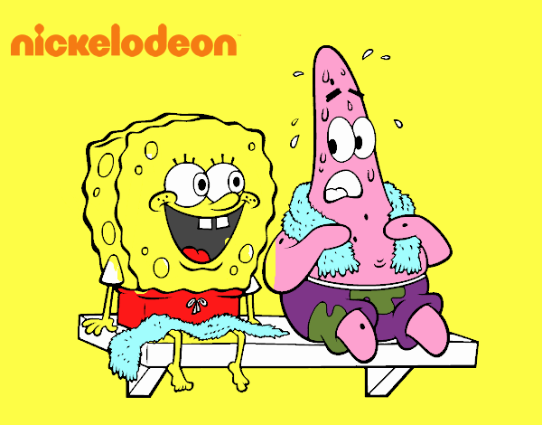 Bob Esponja y Patricio en bañador