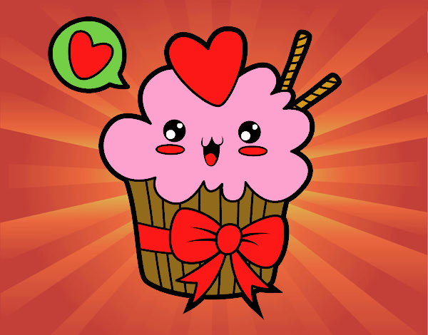 Cupcake kawaii con lazo