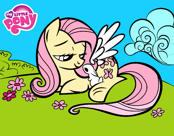 Fluttershy con un conejito