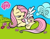 Fluttershy con un conejito