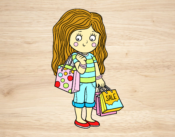 Niña con compras de verano