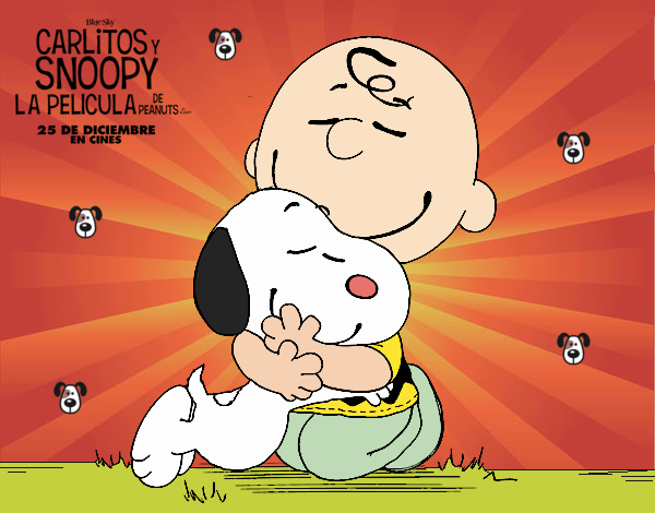 Snoopy y Carlitos abrazados