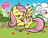 Fluttershy con un conejito