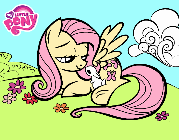 Fluttershy con un conejito