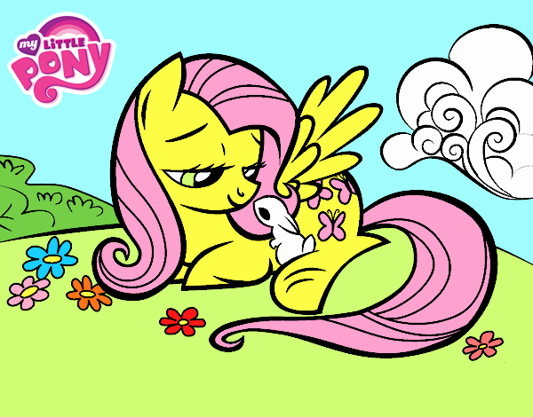 Fluttershy con un conejito