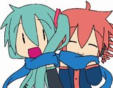 Miku y Len con bufanda