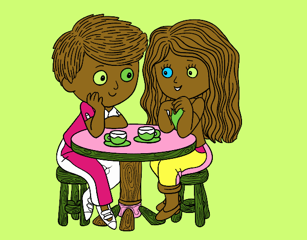 Niños tomando café