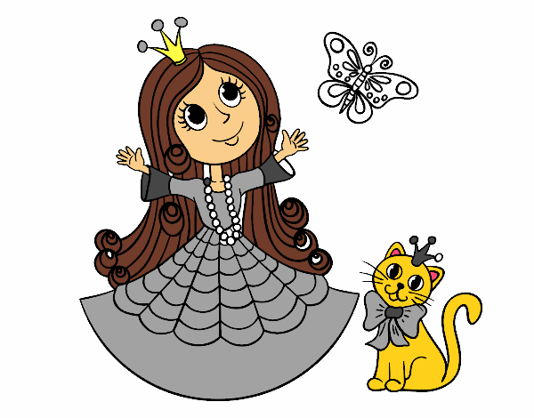 Princesa con gato y mariposa