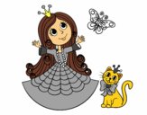 Princesa con gato y mariposa