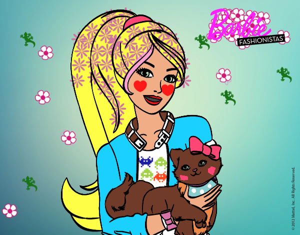 Barbie con su linda gatita