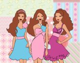 Barbie y sus amigas vestidas de fiesta