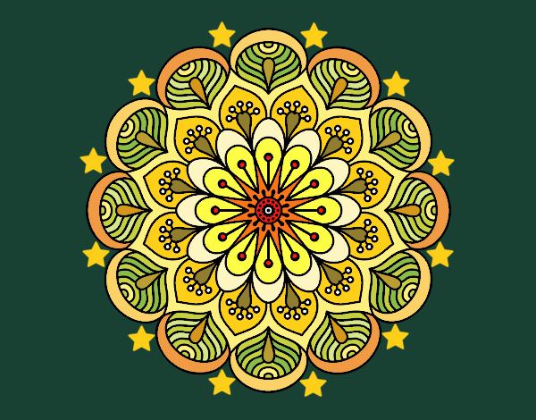 Mandala flor y hojas