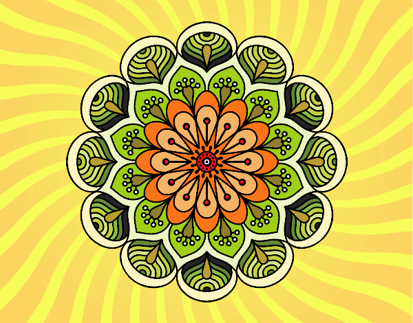 Mandala flor y hojas