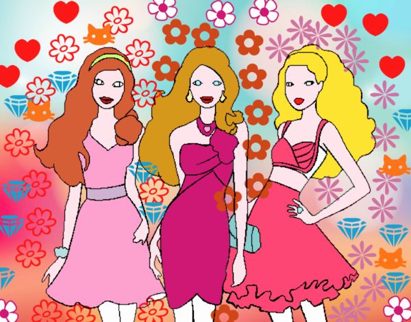 Barbie y sus amigas vestidas de fiesta