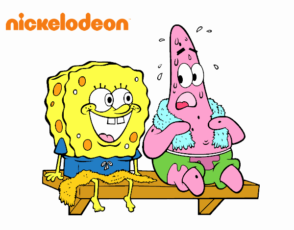 Bob Esponja y Patricio en bañador