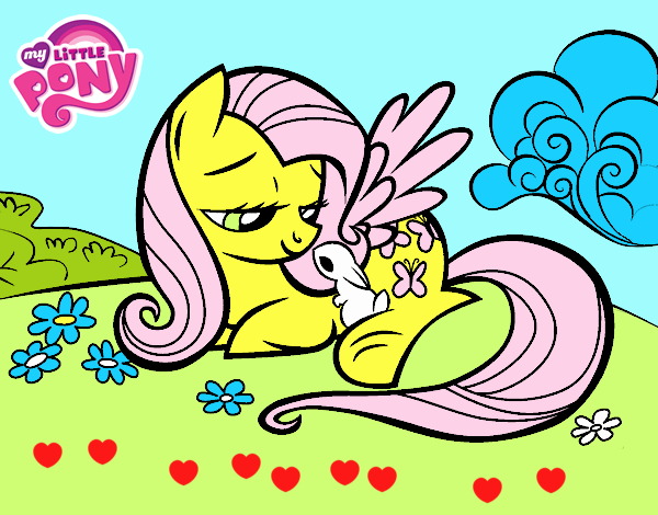 Fluttershy con un conejito