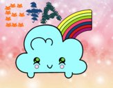 Nube con arco iris kawaii