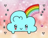 Nube con arco iris kawaii