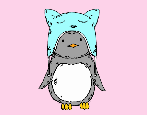 Pingüino con gorrito divertido