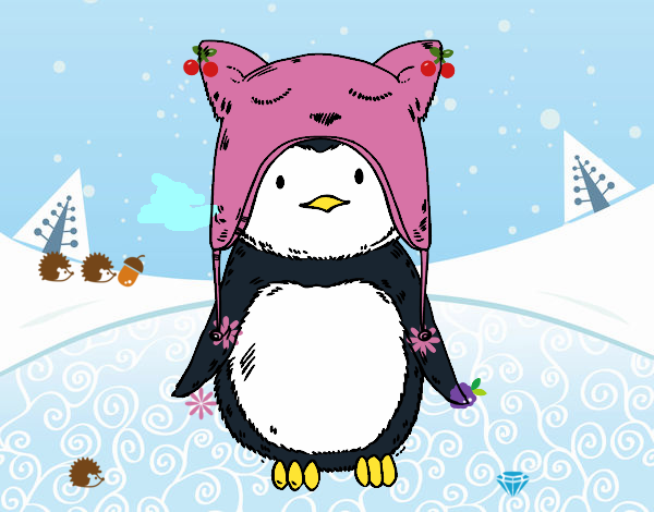 Pingüino con gorrito divertido