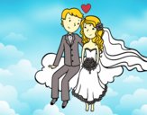 Recién casados en una nube