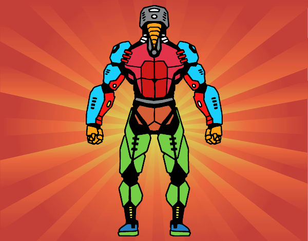 Robot luchador de espaldas