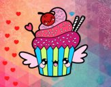 Cupcake kawaii con cereza