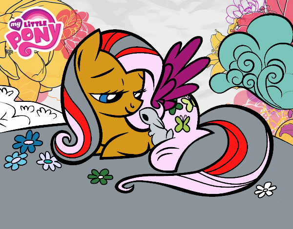 Fluttershy con un conejito