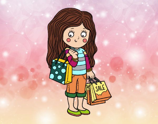 Niña con compras de verano