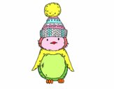 Pingüino con gorro de invierno