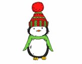 Pingüino con gorro de invierno