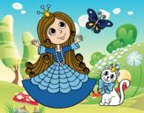 Princesa con gato y mariposa