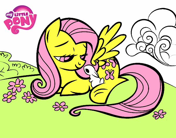 Fluttershy con un conejito