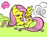 Fluttershy con un conejito