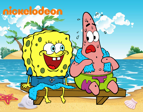 Bob Esponja y Patricio en bañador