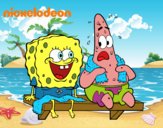 Bob Esponja y Patricio en bañador