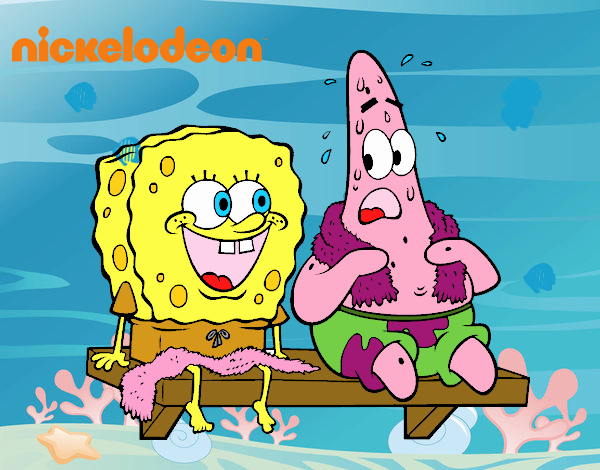 Bob Esponja y Patricio en bañador